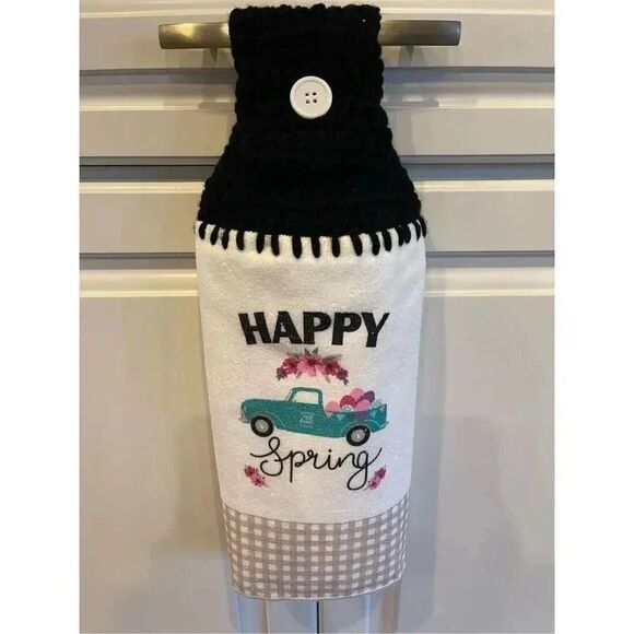 Crochet Top Kitchen Towel- Happy Spring - Picture 3 of 3
